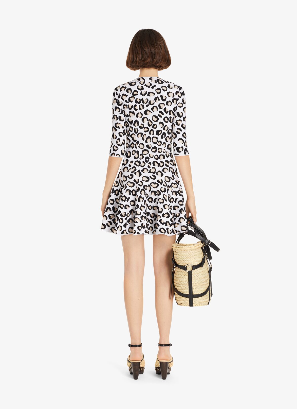 Leopard Skater dress ALAÏA WHITE/BLACK LEOPARD SKATER DRESS